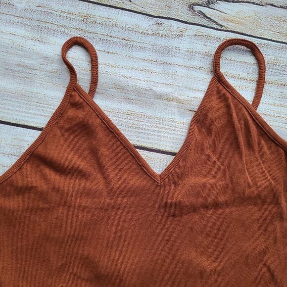 BP Bodysuit Ribbed V-Neck Tank Rust Size XL - Picture 2 of 7